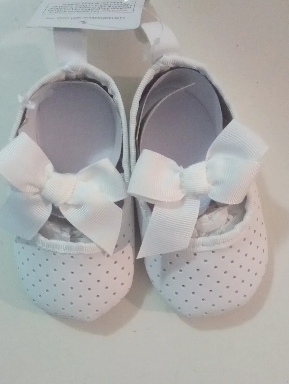 White Baby Girls' Bow Accent Sz 6-12 Month Booties Shoes By Luvable Friends
